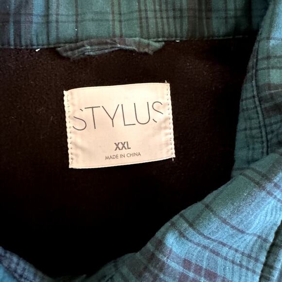 Stylus Green Plaid Snap Up Shirt Fully Lined Size XXL - Picture 2 of 8